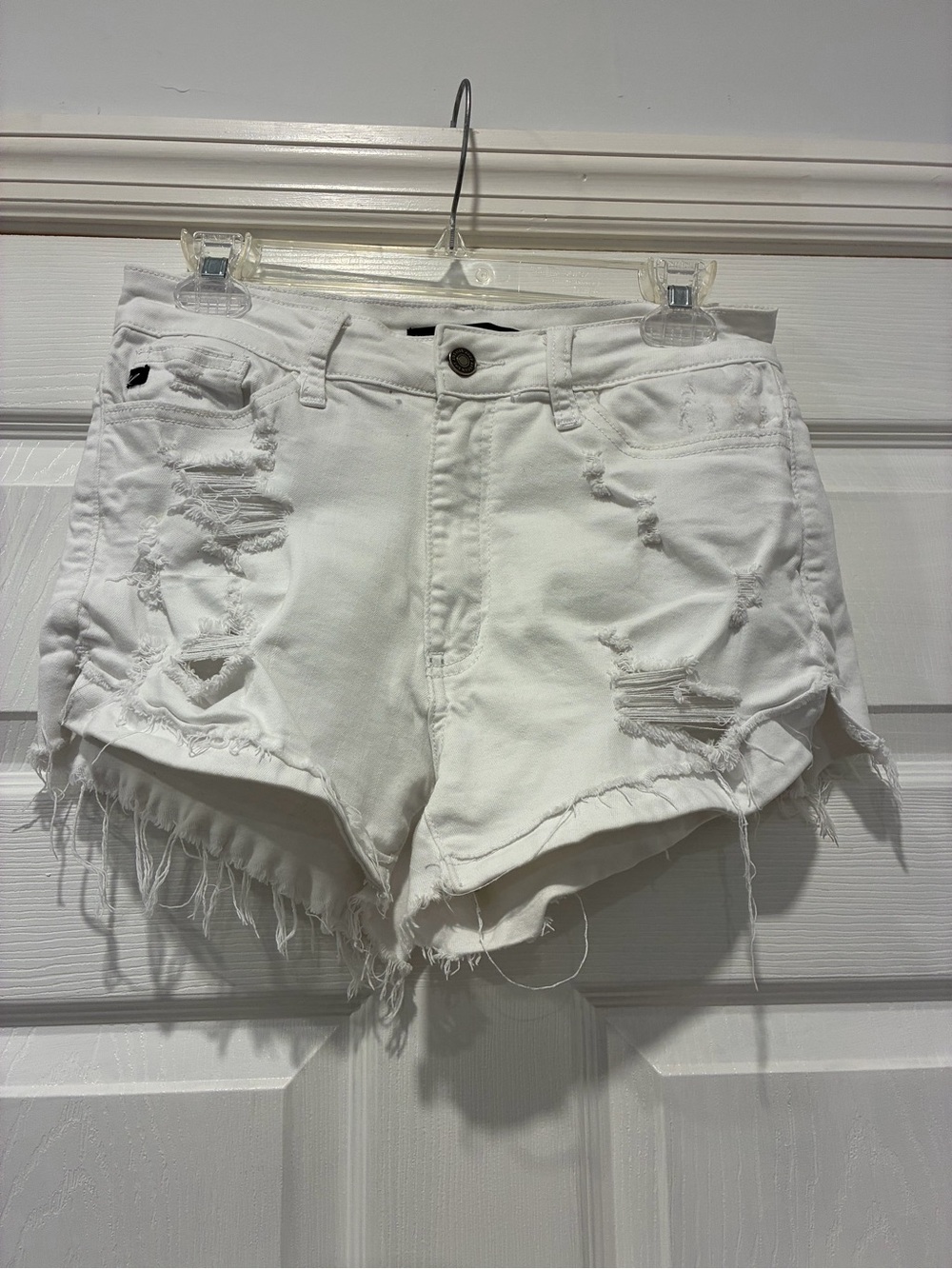 Kancan Women's Distressed White Denim  Shorts Size 9 KC11143WT